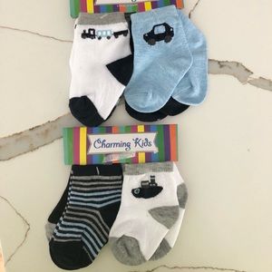 Bundle of (2) NWT Charming Kids Infant Boy Socks 8 Pair Size 0-6 months